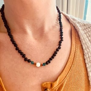 Healing Authentic Baltic Amber and Blue Jade Necklace. Helps pain& inflammation